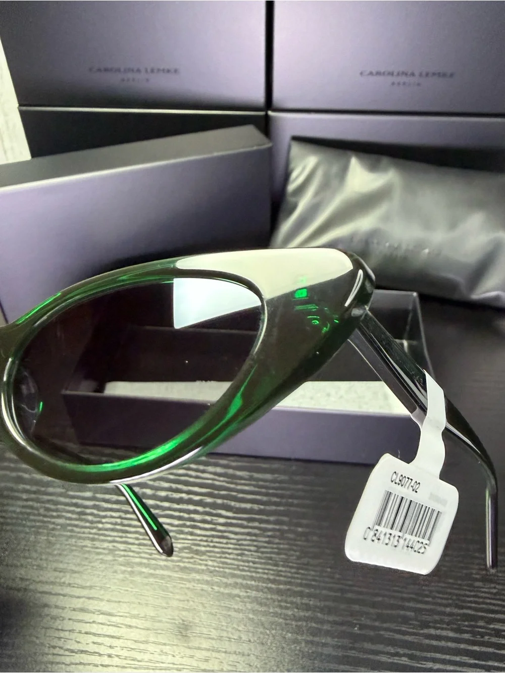 Carolina Lemke Green Cat Eye Sunglasses for Women